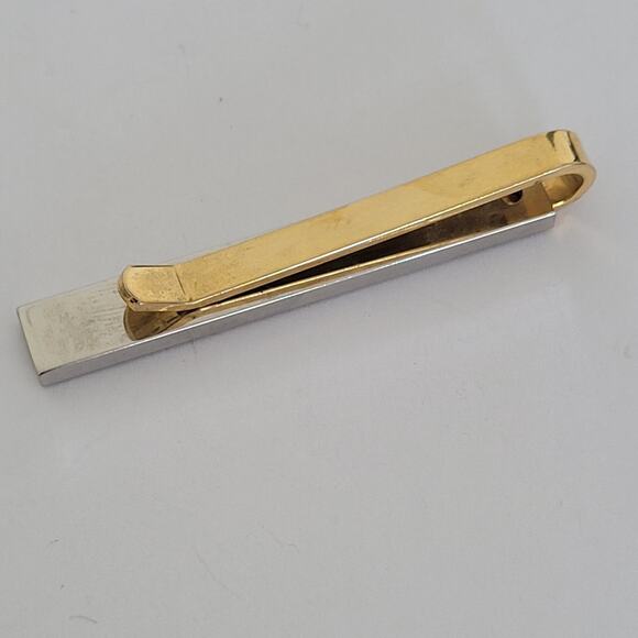 Christian Dior Tie Bar Clip Clasp Gold Silver Tone Logo Vintage Designer - Picture 5 of 6